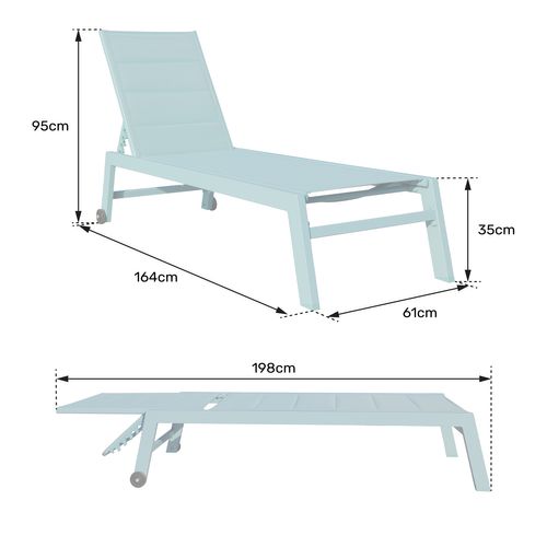 Bain De Soleil Barbados En Textilène Bleu Foncé - Aluminium Anthracite