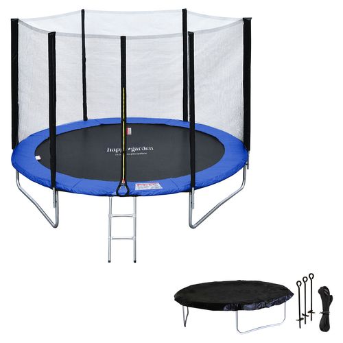 Trampoline 245cm Réversible Vert/bleu Canberra + Échelle, Bâche Et Kit D'ancrage
