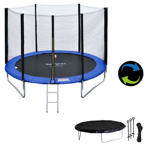 Trampoline 245cm Réversible Bleu/vert Canberra + Échelle, Bâche Et Kit D'ancrage