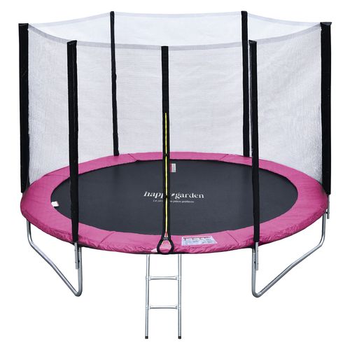 Trampoline 245cm Réversible Rose/gris Canberra + Échelle, Bâche Et Kit D'ancrage