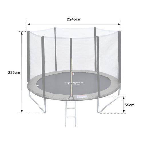 Trampoline 245cm Réversible Rose/gris Canberra + Échelle, Bâche Et Kit D'ancrage