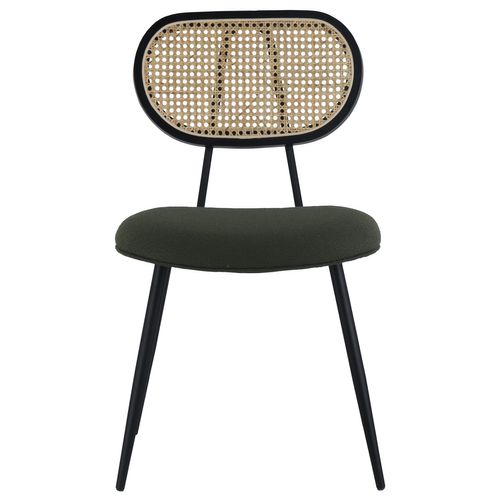 Lot De 2 Chaises En Cannage Et Tissu Boucle Vert Kaki Elena