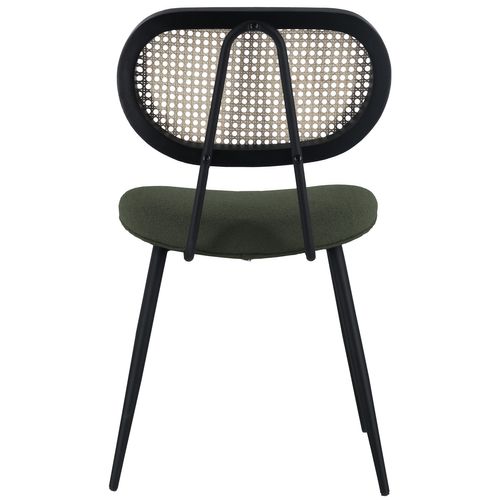 Lot De 2 Chaises En Cannage Et Tissu Boucle Vert Kaki Elena