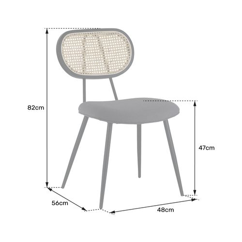 Lot De 2 Chaises En Cannage Et Tissu Boucle Vert Kaki Elena