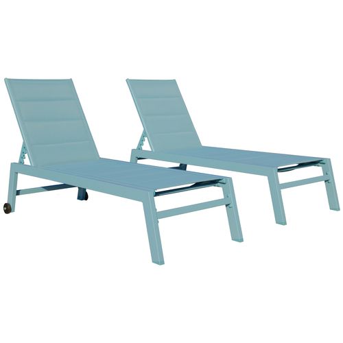 Lot De 2 Bains De Soleil Barbados En Textilène Bleu Clair - Aluminium Bleu Clair