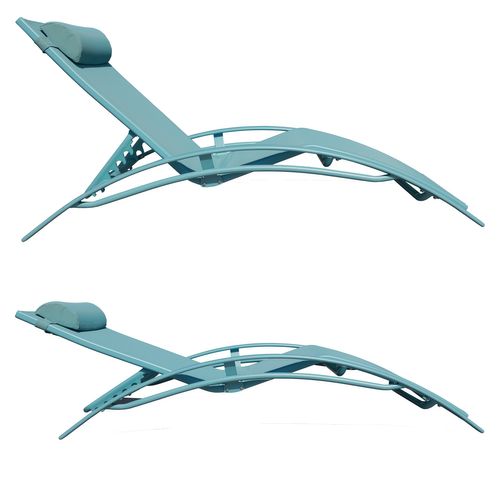 Lot De 2 Transats Galapagos En Textilène Bleu Clair - Aluminium Bleu Clair