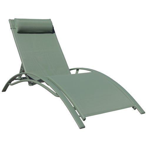 Lot De 2 Transats Galapagos En Textilène Vert Sauge - Aluminium Vert Sauge