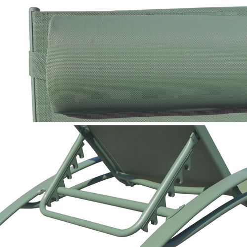 Lot De 2 Transats Galapagos En Textilène Vert Sauge - Aluminium Vert Sauge