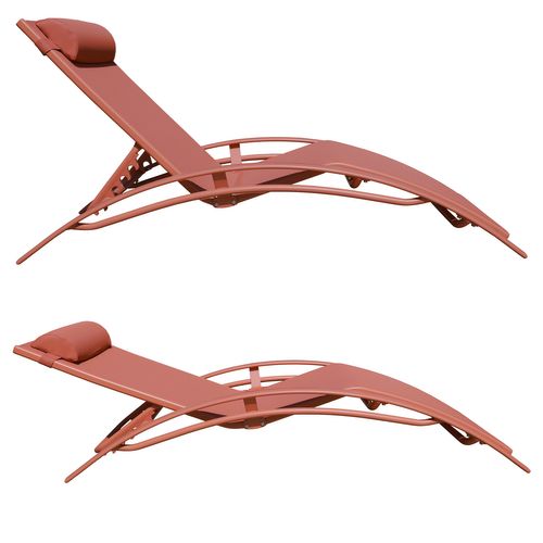 Lot De 2 Transats Galapagos En Textilène Terracotta - Aluminium Terracotta