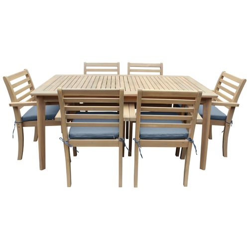 Salon De Jardin Similan En Acacia 6 Places - Coussins Gris