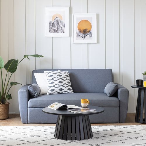 Table Basse Ronde 80cm Style Scandinave Noire Liv