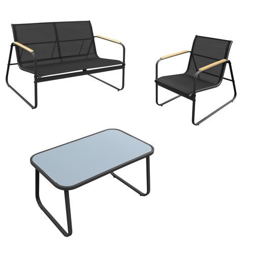 Salon De Jardin En Textilène 4 Places Noir Tenerife