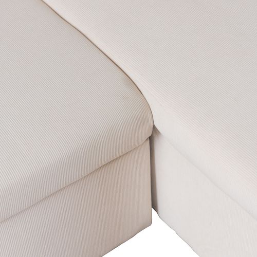 Canapé D'angle Convertible Clark 3 Places En Velours Côtelé Beige