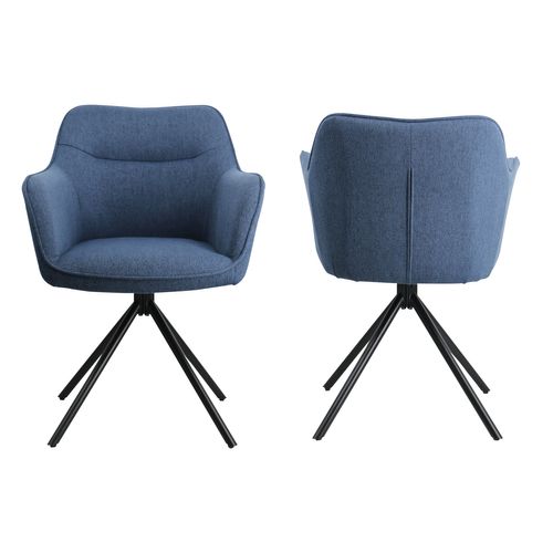 Lot De 2 Chaises En Tissu Bleu Danna