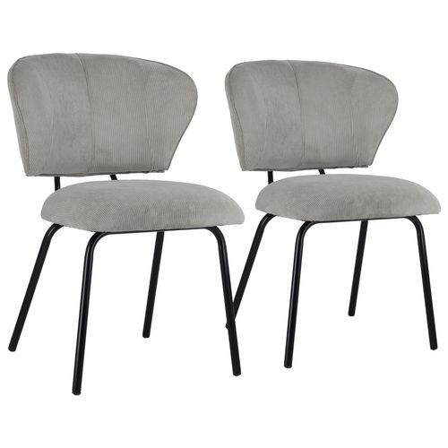 Lot De 2 Chaises En Velours Côtelé Gris Clair Nilsa