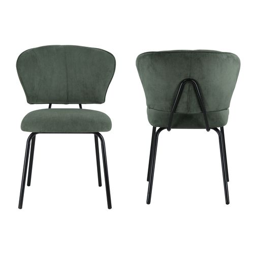 Lot De 2 Chaises En Velours Côtelé Vertes Nilsa