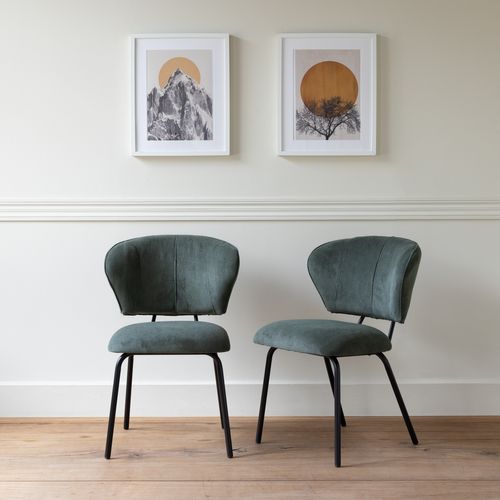 Lot De 2 Chaises En Velours Côtelé Vertes Nilsa