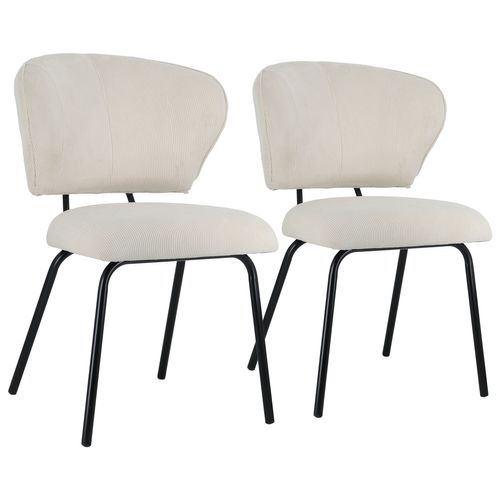 Lot De 2 Chaises En Velours Côtelé Beige Nilsa