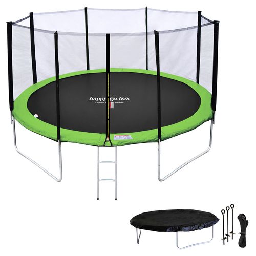 Trampoline 430cm Réversible Bleu/vert Melbourne, Échelle, Bâche Et Kit D'ancrage