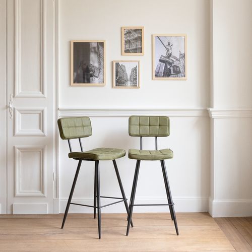Lot De 2 Tabourets De Bar En Simili Vert Fernand