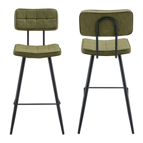 Lot De 2 Tabourets De Bar En Simili Vert Fernand