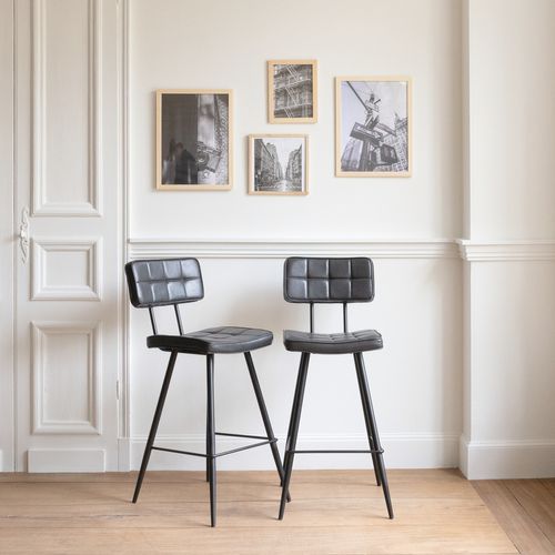 Lot De 2 Tabourets De Bar En Simili Noir Fernand