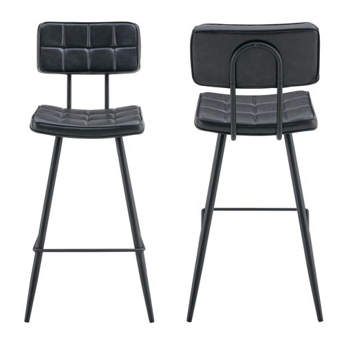 Lot De 2 Tabourets De Bar En Simili Noir Fernand