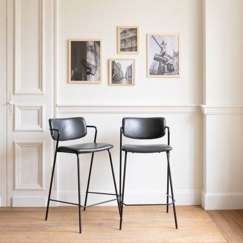 Lot De 2 Tabourets De Bar En Simili Noir Léon