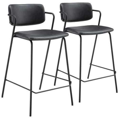 Lot De 2 Tabourets De Bar En Simili Noir Léon