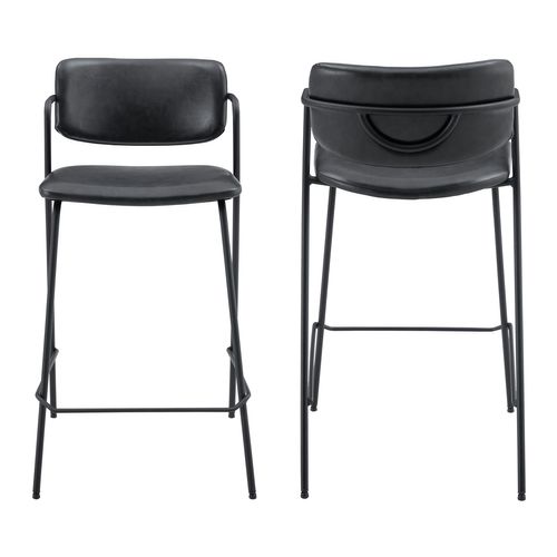 Lot De 2 Tabourets De Bar En Simili Noir Léon