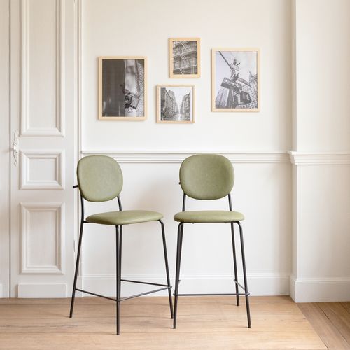 Lot De 2 Tabourets De Bar En Simili Vert Edmond