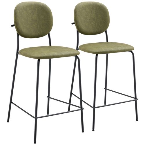 Lot De 2 Tabourets De Bar En Simili Vert Edmond