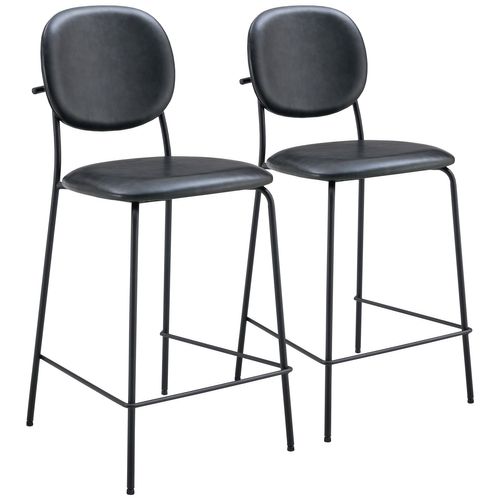Lot De 2 Tabourets De Bar En Simili Noir Edmond