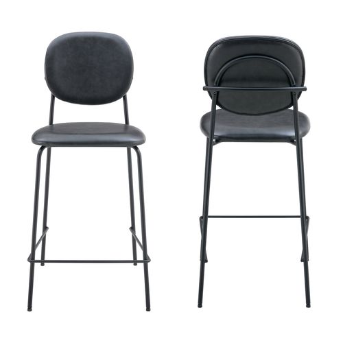 Lot De 2 Tabourets De Bar En Simili Noir Edmond