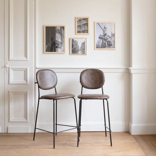 Lot De 2 Tabourets De Bar En Simili Marron Edmond