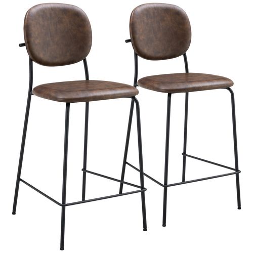 Lot De 2 Tabourets De Bar En Simili Marron Edmond