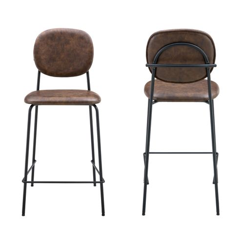 Lot De 2 Tabourets De Bar En Simili Marron Edmond