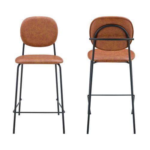 Lot De 2 Tabourets De Bar En Simili Cognac Edmond
