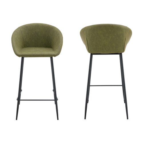 Lot De 2 Tabourets De Bar En Simili Vert Achille