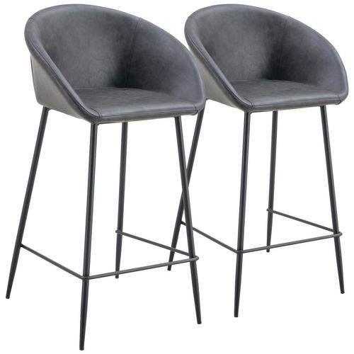 Lot De 2 Tabourets De Bar En Simili Gris Foncé Achille