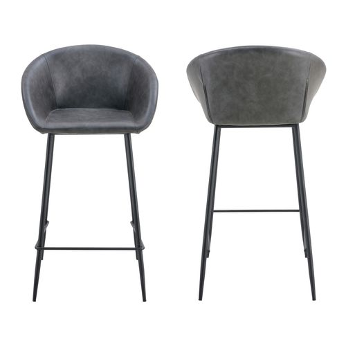 Lot De 2 Tabourets De Bar En Simili Gris Foncé Achille