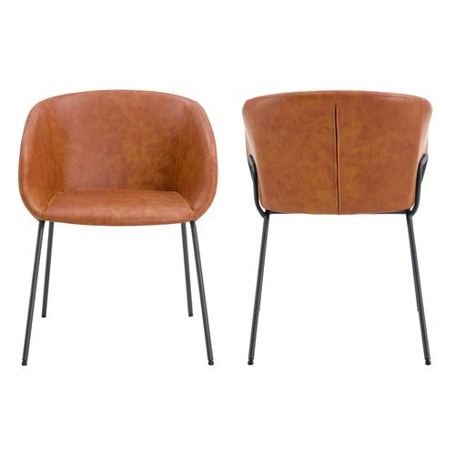 Lot De 2 Chaises En Simili Cognac André