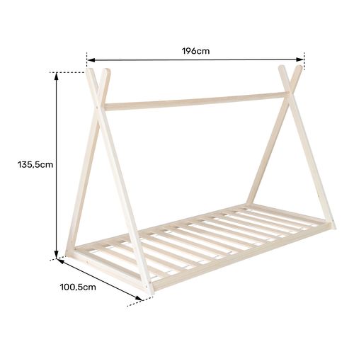 Lit Tipi Pour Enfant 190x90cm En Bois Valentin