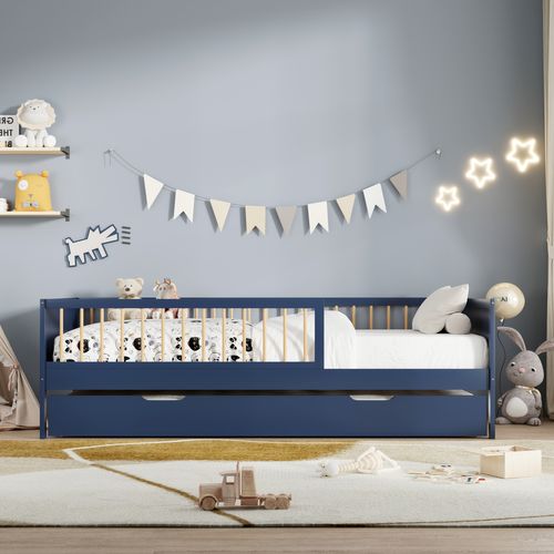 Lit Gigogne Pour Enfant 190x90cm Bleu Foncé Adam