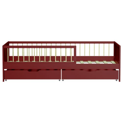 Lit Pour Enfant 190x90cm Terracotta Avec Tiroirs Adam