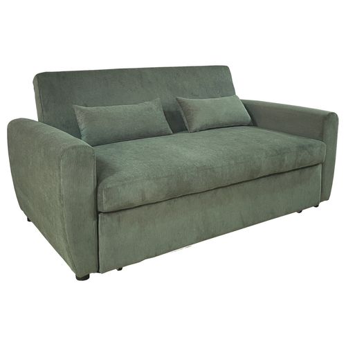 Canapé Convertible En Velours Côtelé Vert 2 Places Matt