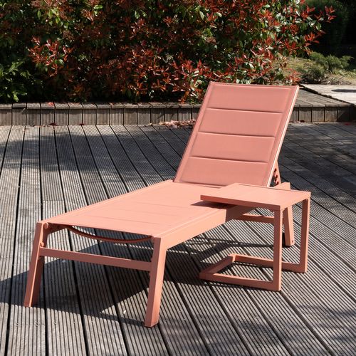Set Transat Et Table D'appoint Barbados Textilène Et Aluminium Terracotta