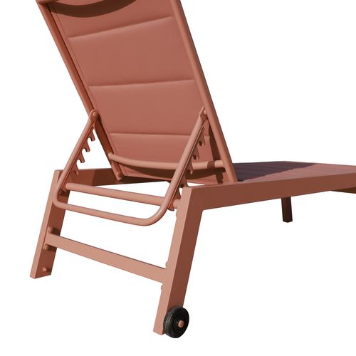 Set Transat Et Table D'appoint Barbados Textilène Et Aluminium Terracotta
