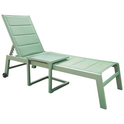 Set Transat Et Table D'appoint Barbados Textilène Et Aluminium Vert Sauge