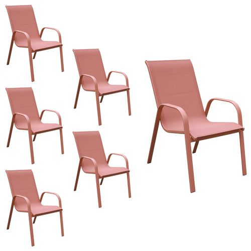 Lot De 6 Chaises Marbella En Textilène Terracotta - Aluminium Terracotta